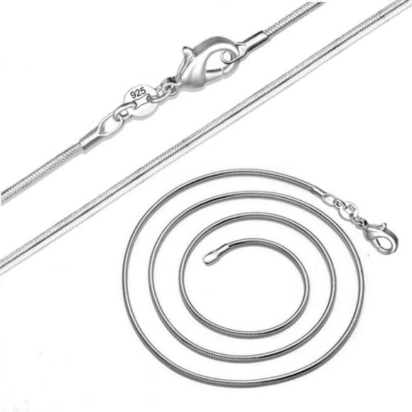NEW STERLING SILVER NECKLACE & CHAIN 1mm - Picture 2 of 5